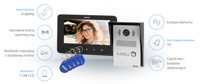 ORNO OR-VID-VP-1069 Zestaw wideodomofonowy bezsłuchawkowy czytnik RFID INDI